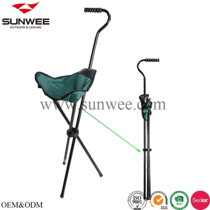 folding walking stick stool .